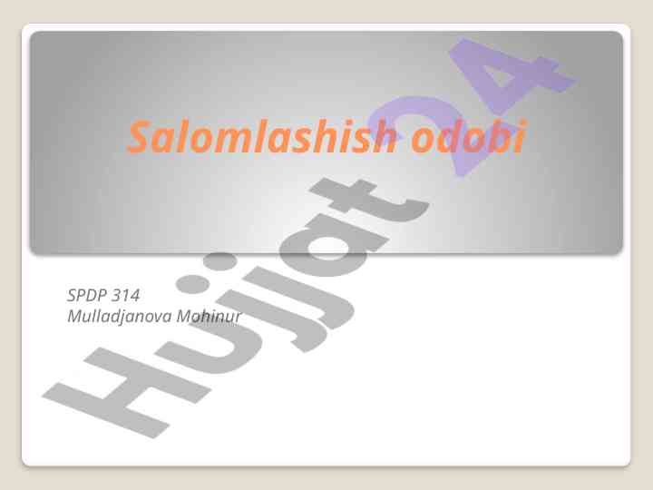 Salomlashish odobi va ijtimoiy aloqalar