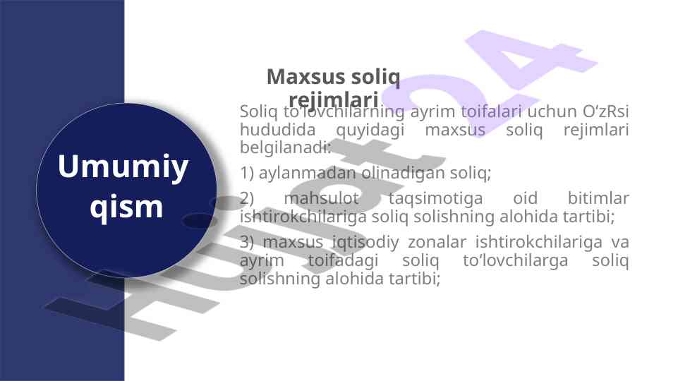 Maxsus soliq rejimlari bo‘yicha ma'lumotlar