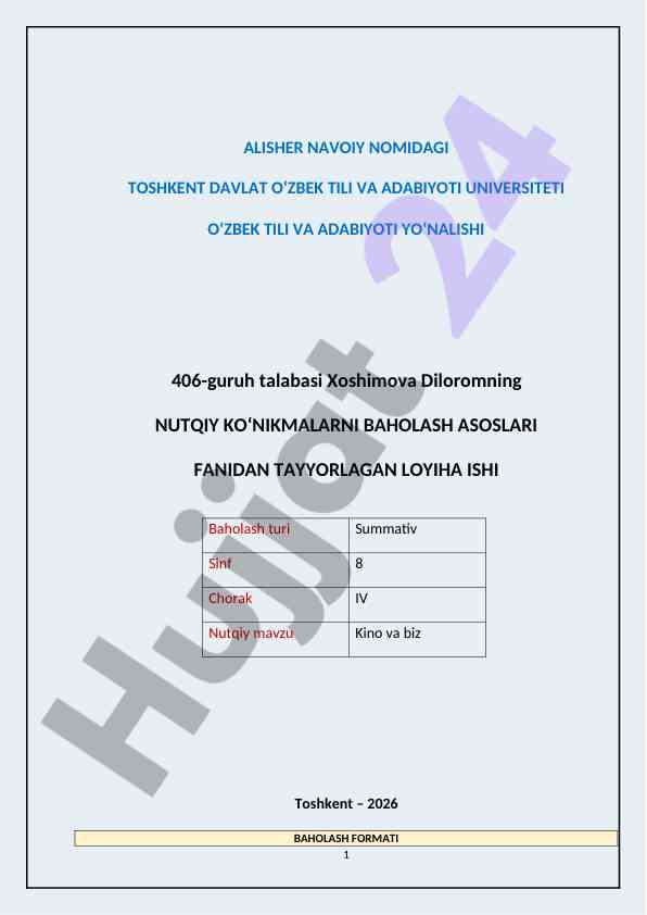 Nutqiy ko‘nikmalarni baholash asoslari