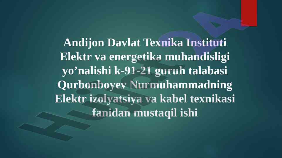 Elektr izolyatsiya materiallarining ishlab chiqarish texnologiyasi