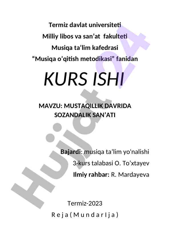 Musiqa o'qitish metodikasi mustaqillik davrida