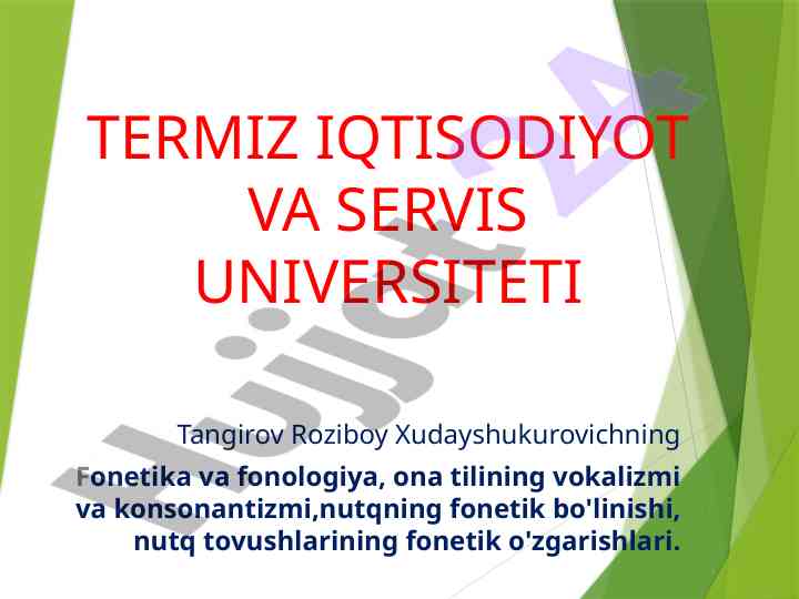 Fonetika va fonologiya haqidagi ma'ruzalar