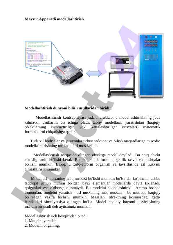 Apparatli modellashtirish usullari tahlili