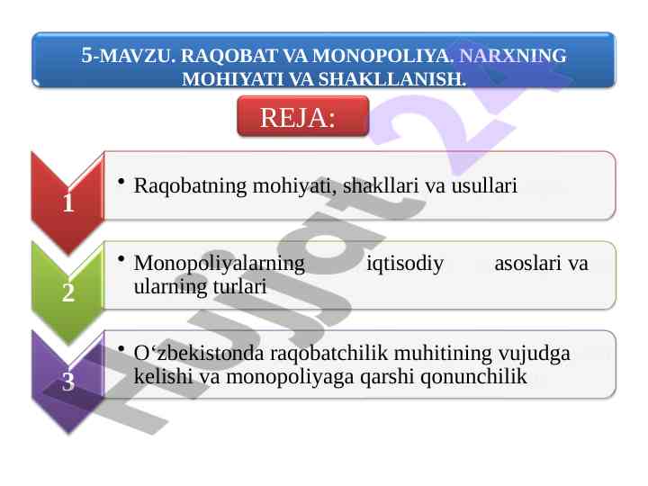 Raqobat va monopoliya nazariyasi tahlili