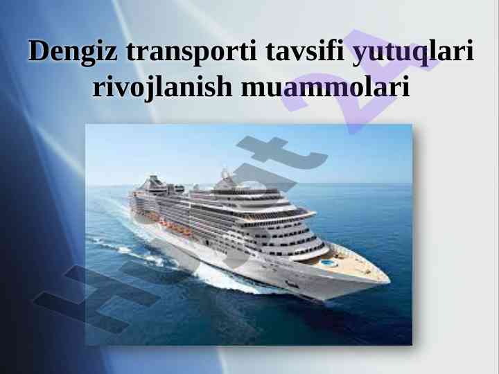 Dengiz transporti tavsifi rivojlanish muammolari