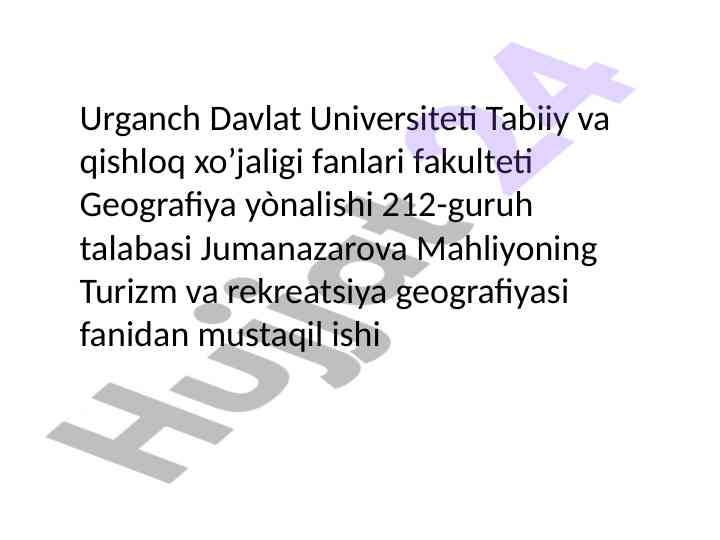 Rekreatsiya resurslaridan unumli foydalanish