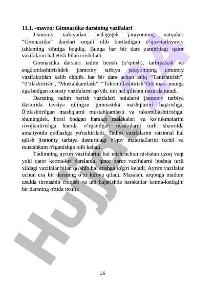 Gimnastika darsining vazifalari va muhimligi