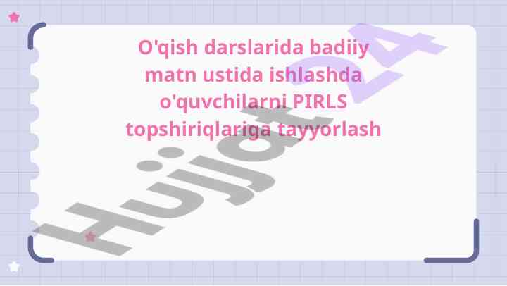 O'qish darslarida badiiy matn ustida ishlash reja