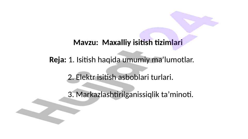 Maxalliy isitish tizimlari: asosiy tushunchalar