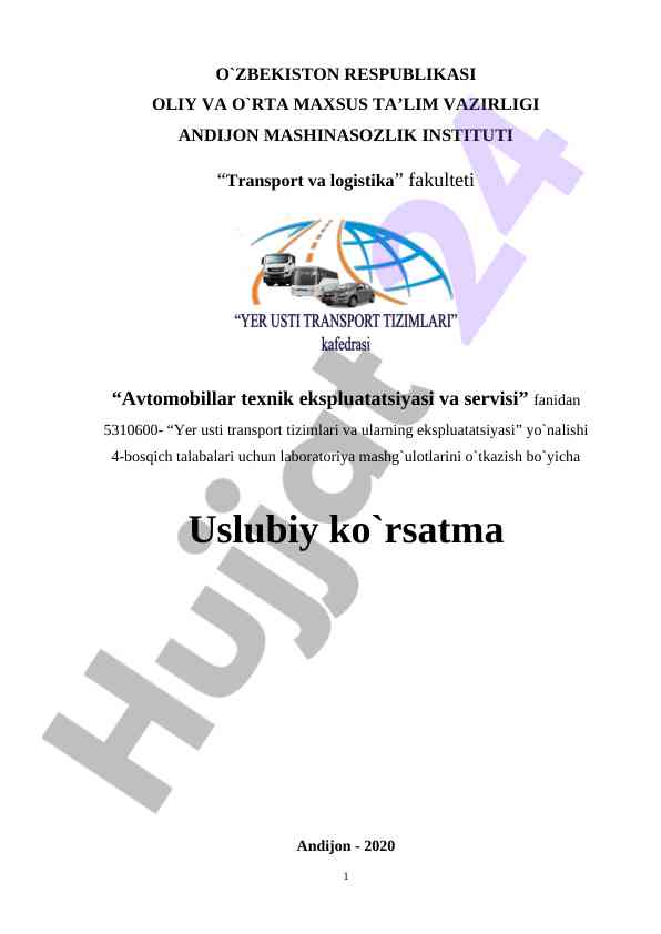 Avtomobillarga servis xizmatini tashkil etish uslubi