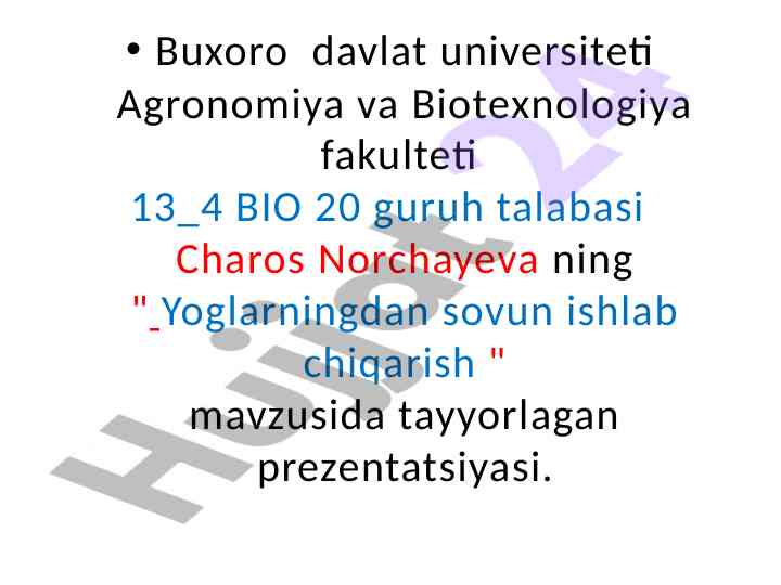Yoglardan sovun ishlab chiqarish mavzusi