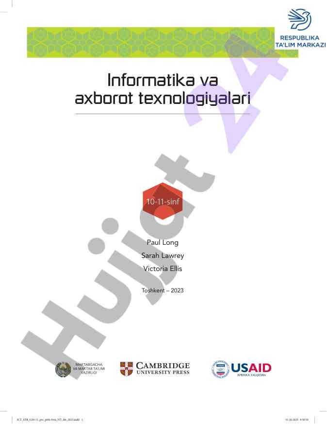 Informatika va axborot texnologiyalari darsligi