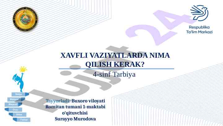 Xavfli vaziyatlarda nima qilish kerak