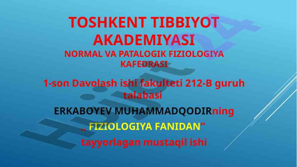 Bosh miya yarim sharlar fiziologiyasi