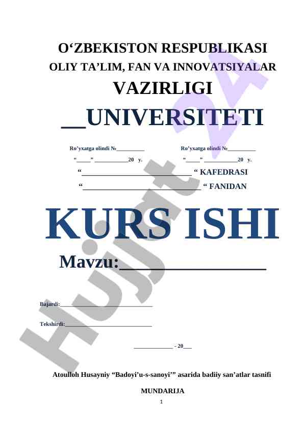 BADOYI’U-S-SANOYI’ ASARIDA BADIY SAN’ATLAR TASNIFI