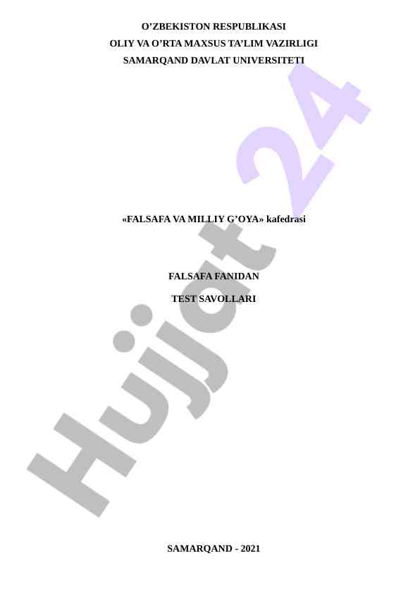 Falsafa fanidan test savollari 2021