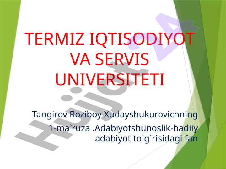 Adabiyotshunoslik fanining asosiy tushunchalari