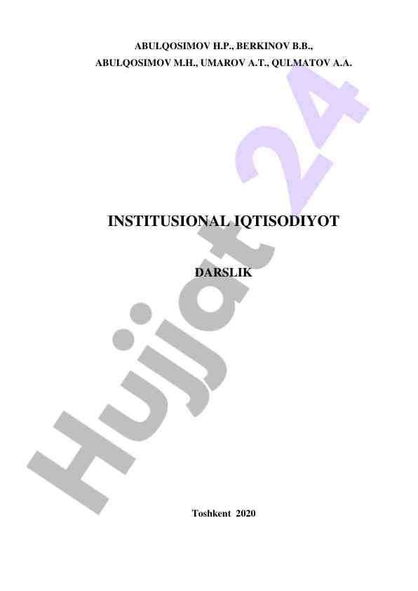 Institusional iqtisodiyot darslik