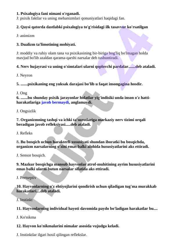 Psixologiyaning asosiy konseptsiyalari