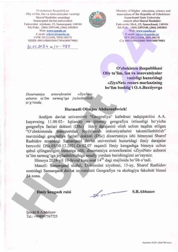 O'zbekistonda transportdan foydalanish takomillashtirish