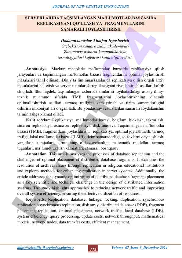 Baza ma'lumotlarda replikatsiya va fragmentlar