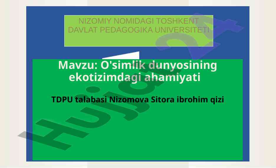 O'simlik dunyosining ekotizimdagi ahamiyati