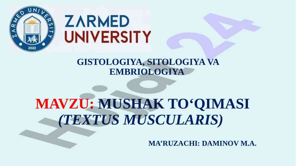 Mushak to‘qimasi haqida ma'ruza