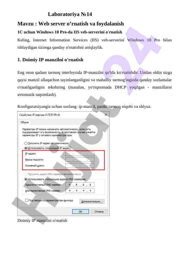 Web server o’rnatish va foydalanish 1c uchun