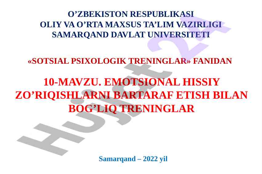 Emotsional hissiy zo‘riqishlarni bartaraf etish treninglar