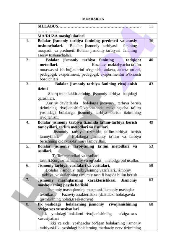 Bolalar jismoniy tarbiyasi fanining asosiy tushunchalari