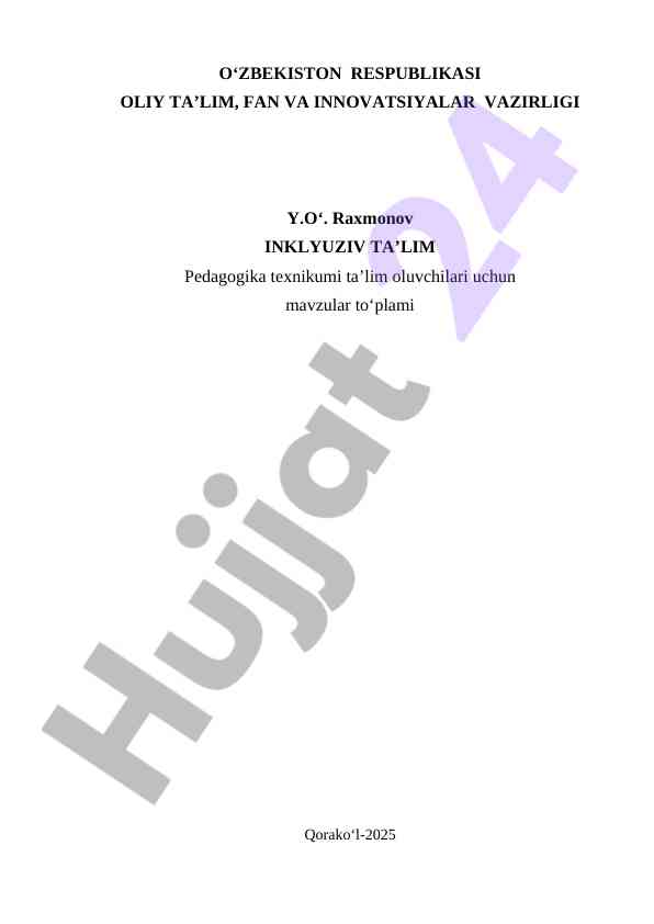 Inklyuziv ta'lim uchun mavzular to‘plami