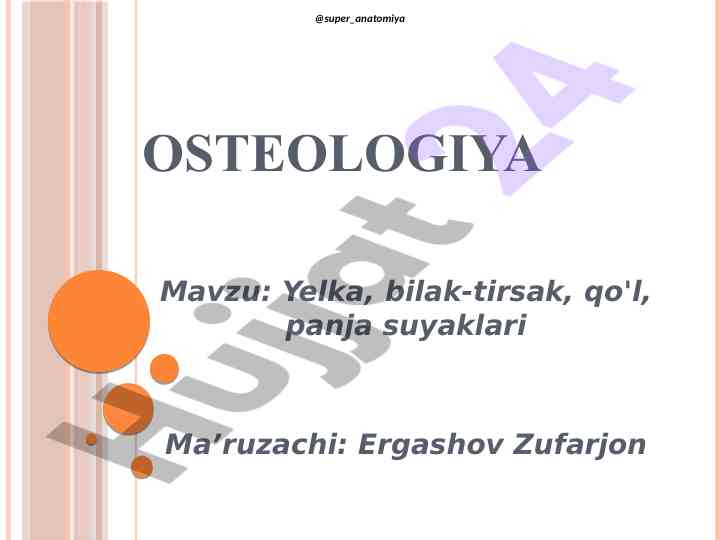 Osteologiya yelka va bilak suyaklari tahlili