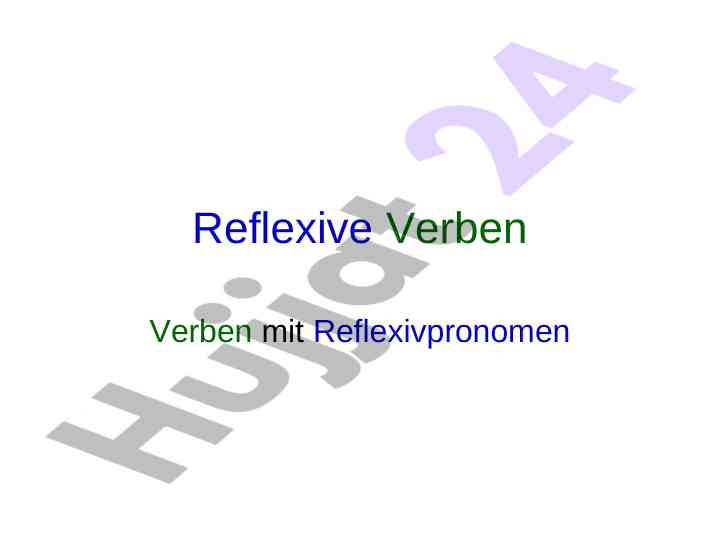 Reflexive verben und ihre verwendung im deutschen