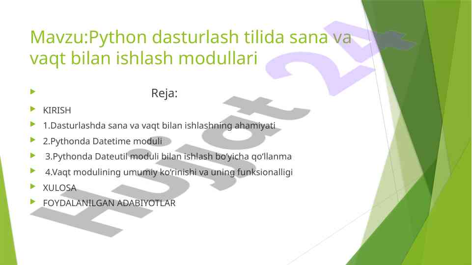 Python dasturlashda sana va vaqt modullari
