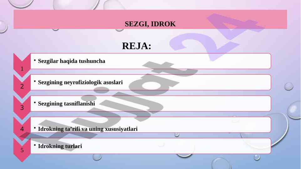 Sezgi turlari va ularning tahlili