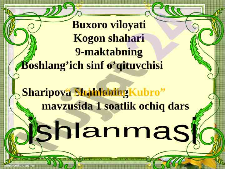 Ochish darsi mavzusi najmiddin kubro