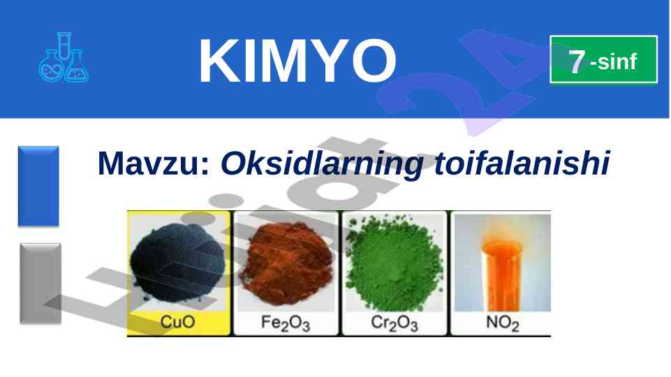 Oksidlarning toifalanishi kimyo dars ishlanmasi