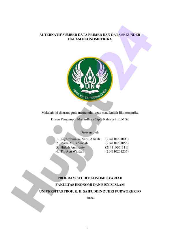 Alternatif sumber data primer dan sekunder dalam ekonometrika