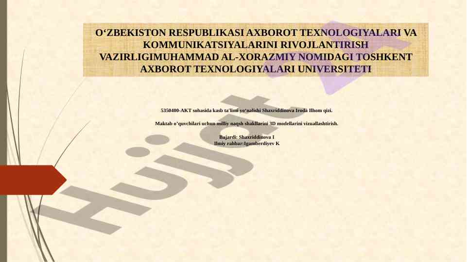 3d texnologiyalari va dasturiy ta’minot tahlili