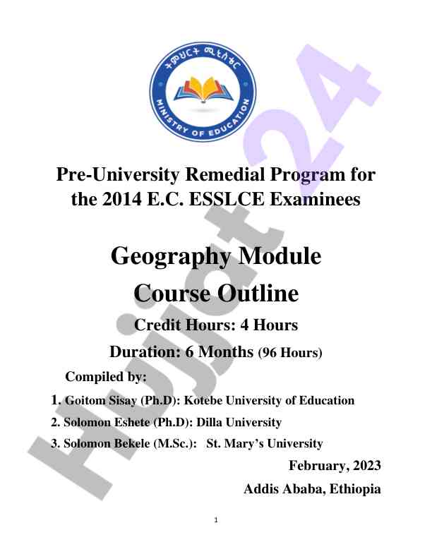 Geography remedial program course outline 2014 e.c.