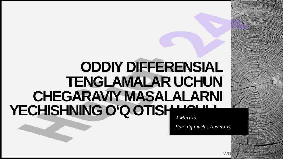 Oddiy differensial tenglamalar: chegaraviy masalalar