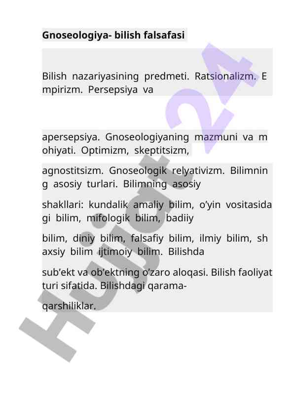 Gnoseologiya bilish falsafasi va uning asosiy turlari