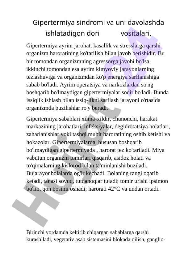 Gipertermiya sindromi va dori vositalari