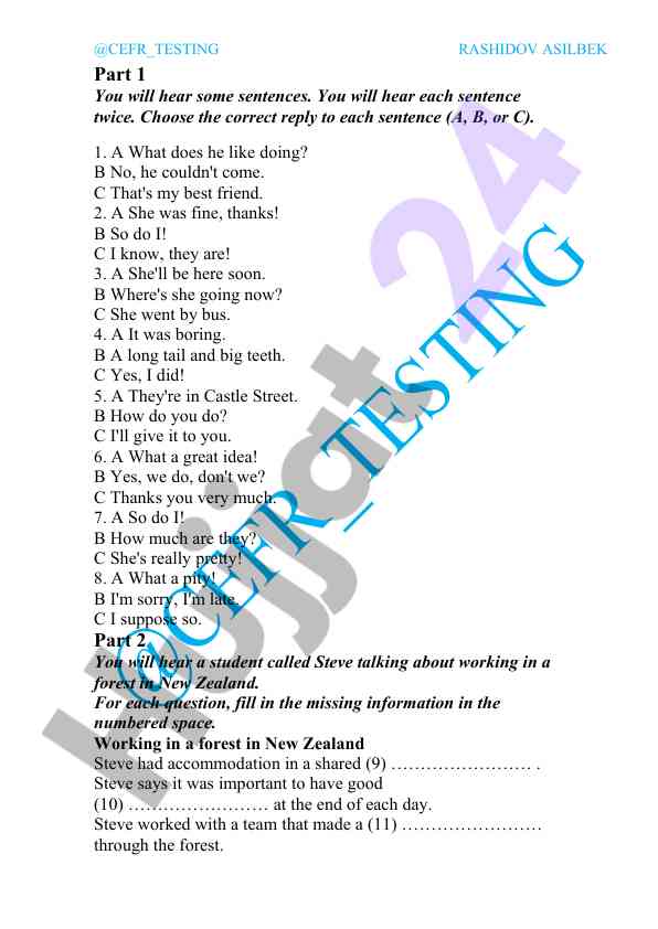 Cefr testing activities for english proficiency assessment