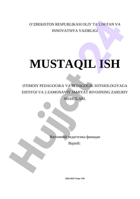 Ijtimoiy Pedagogika Va Pedagogik Sotsiologiya