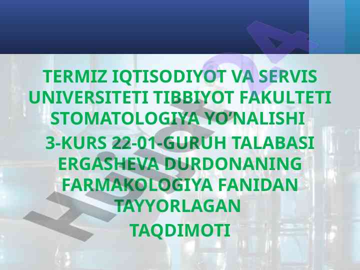 Vitaminlar, kislota va ishqorlar taqdimoti