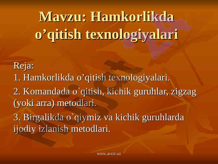 Hamkorlikda o‘qitish texnologiyalari tahlili