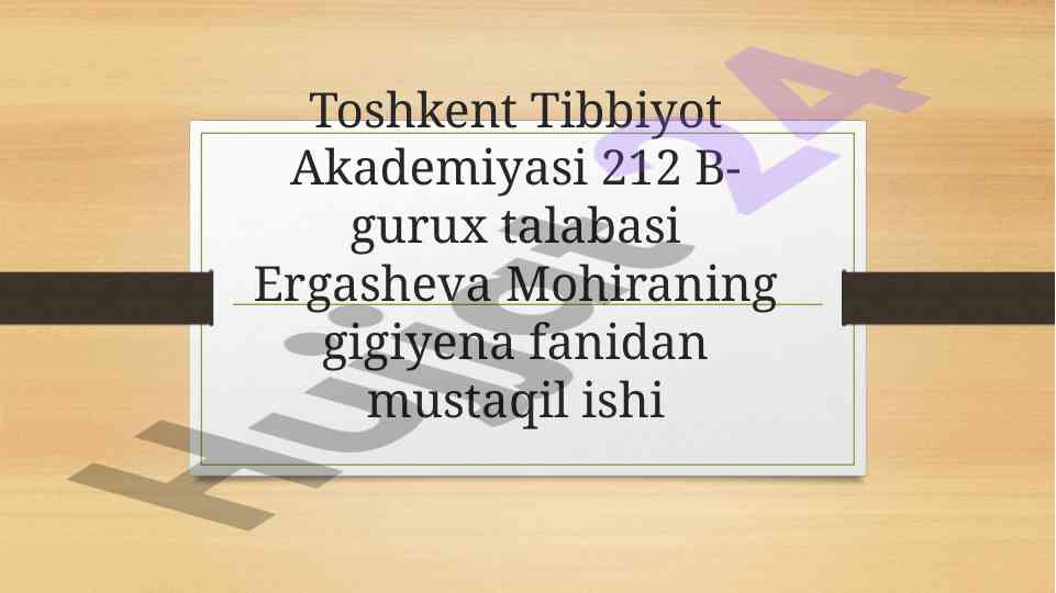 Oqilona ovqatlanish gigiyenasi haqida mustaqil ish