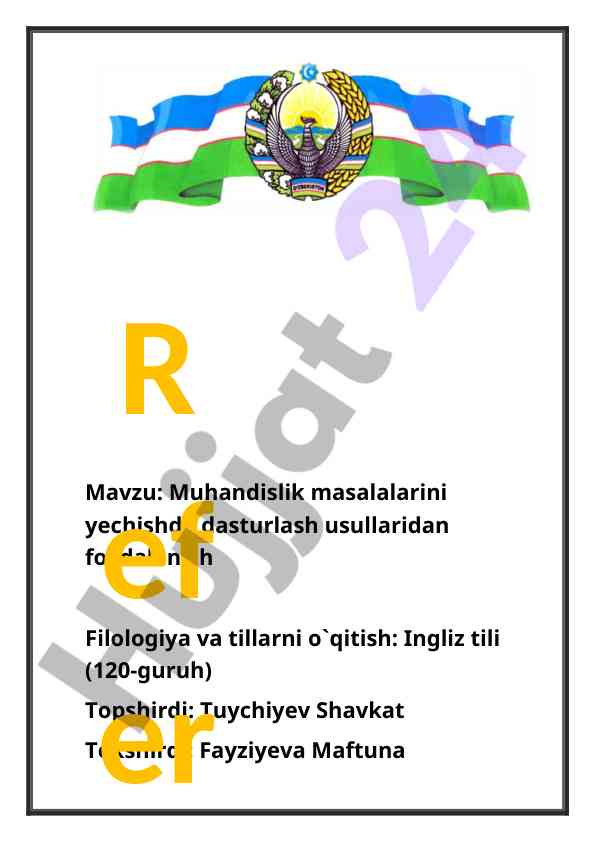 Muhandislik masalalarida dasturlash usullari