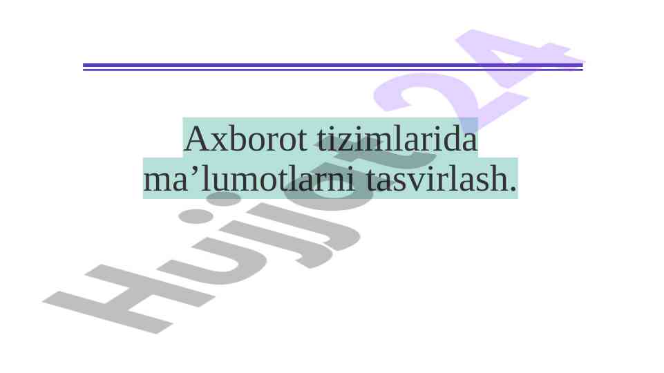 Axborot tizimlarida ma’lumotlarni tasvirlash